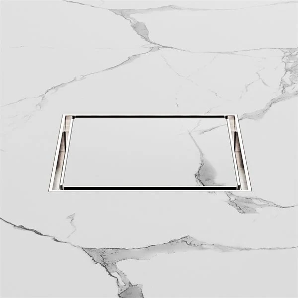 Nero 130mm Square Tile Insert Floor Waste 100mm Outlet - Brushed Nickel - Image 2