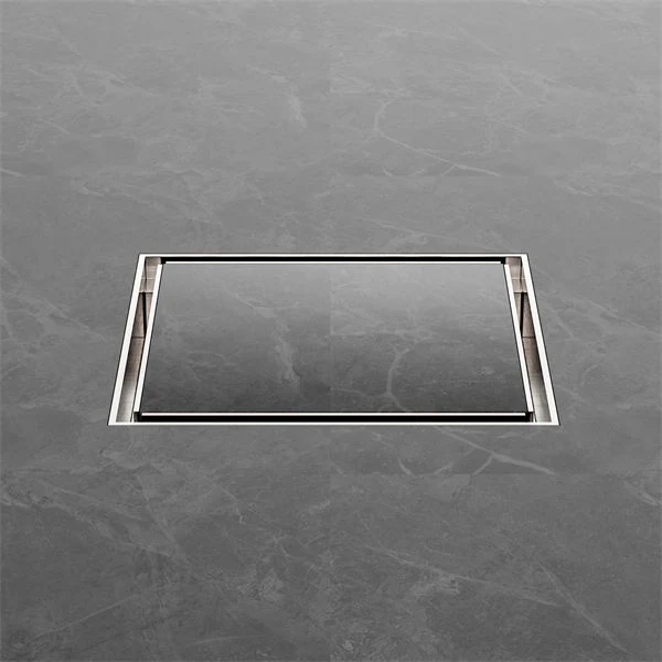 Nero 130mm Square Tile Insert Floor Waste 100mm Outlet - Brushed Nickel - Image 3