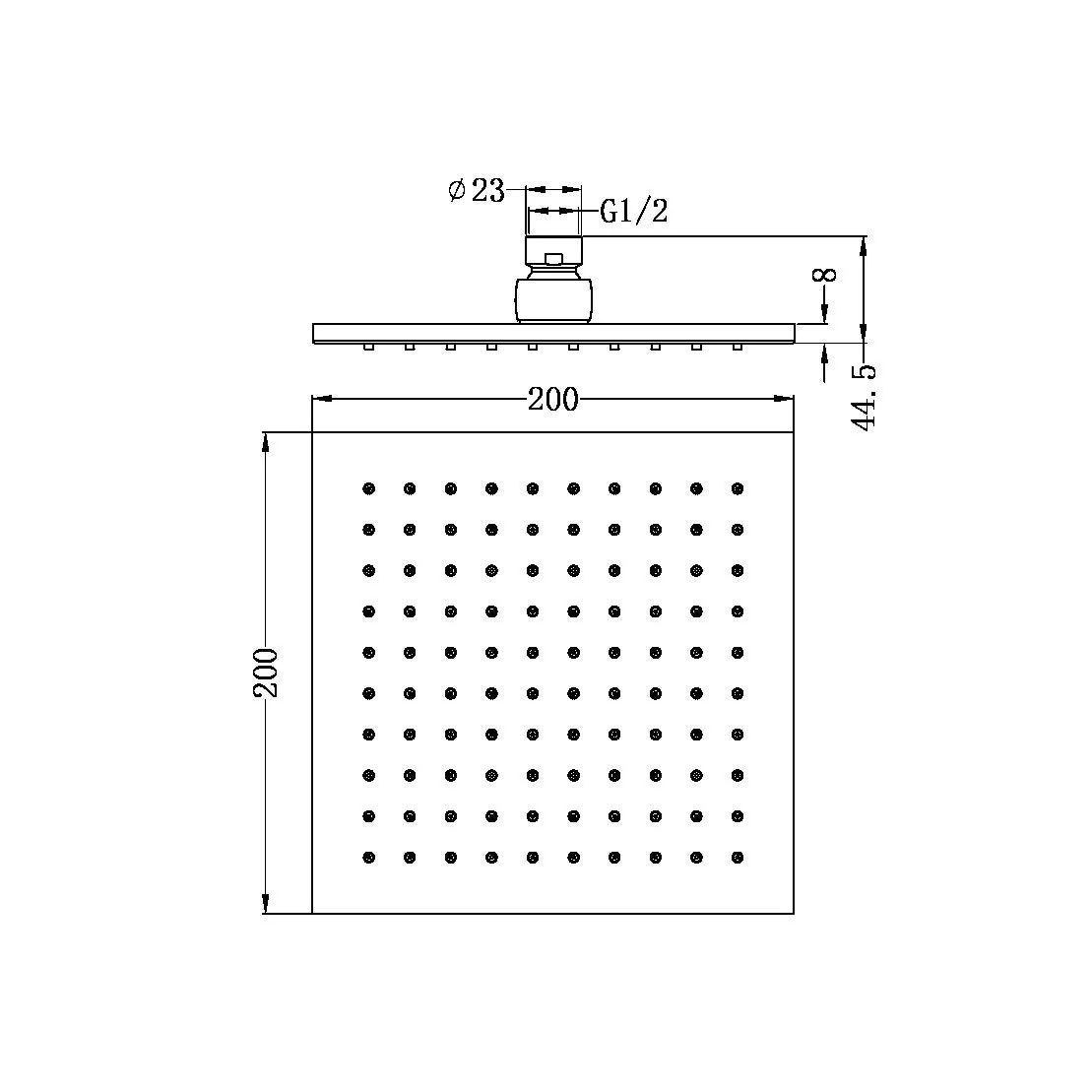 Nero 200mm Square Shower Head - Chrome - Image 2