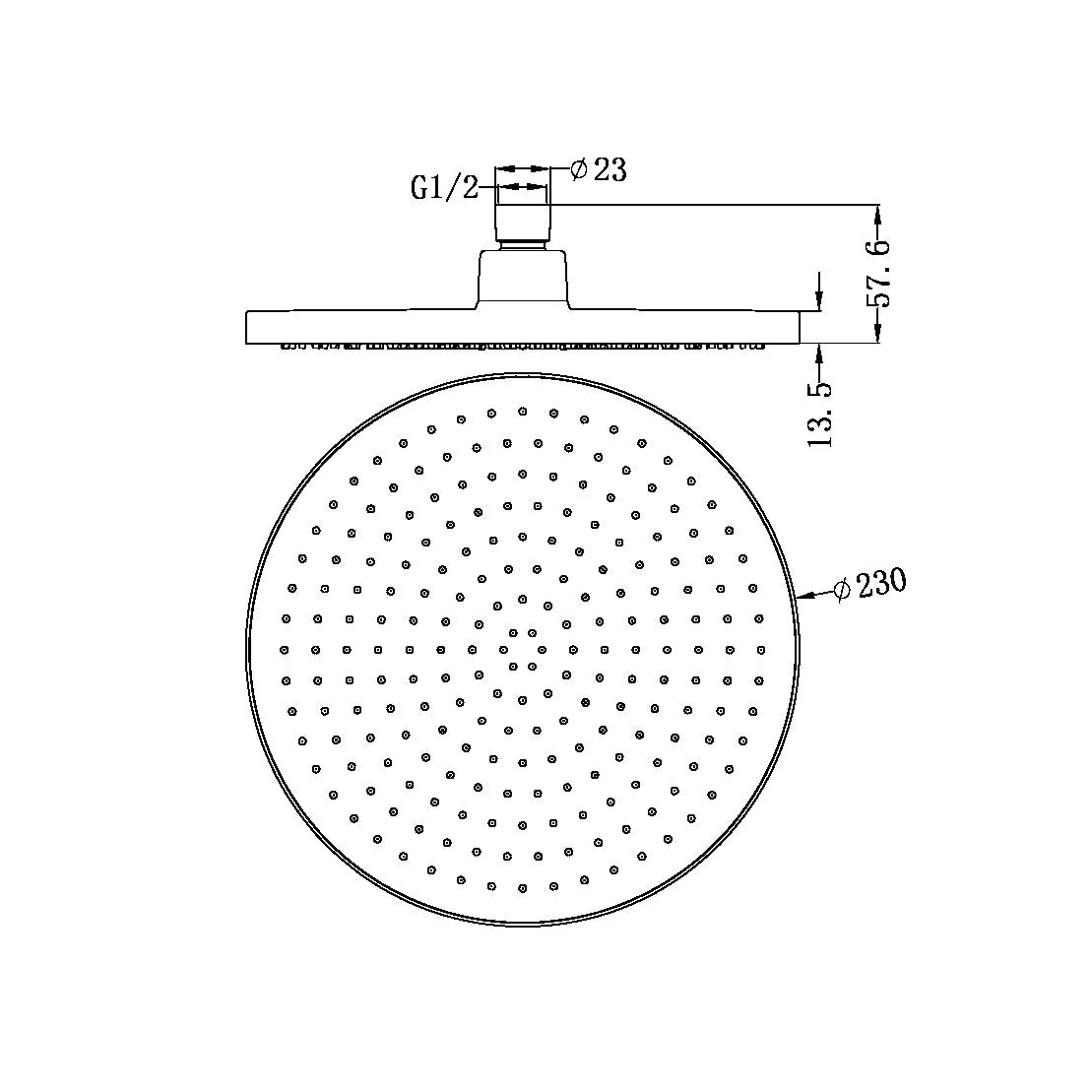 Nero 230mm Air Shower Head - Brushed Nickel - Image 2