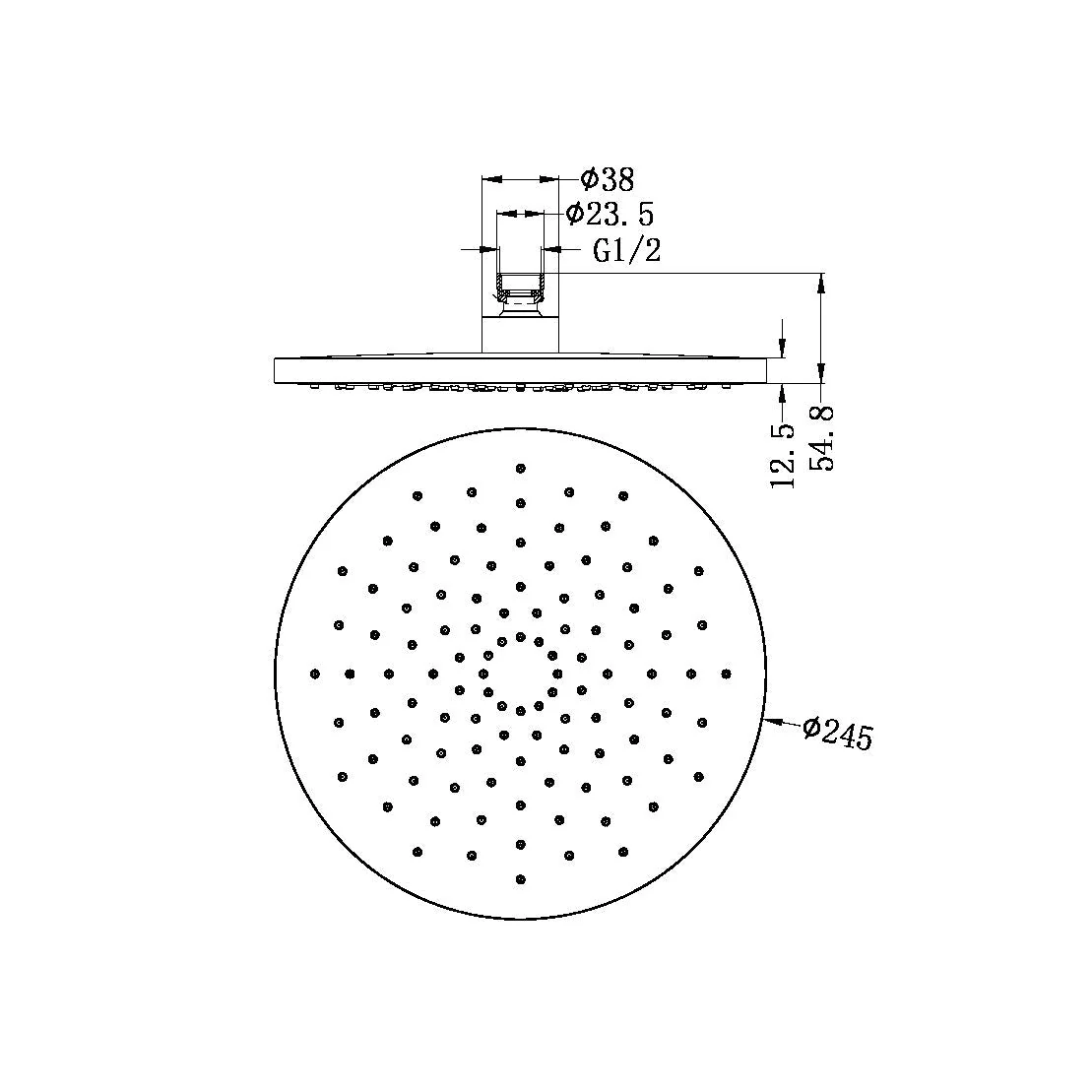 Nero 250mm Abs Round Shower Head - Brushed Nickel - Image 2