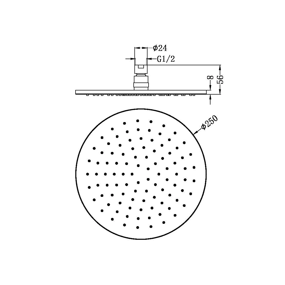Nero 250mm Round Shower Head - Black Matte - Image 2