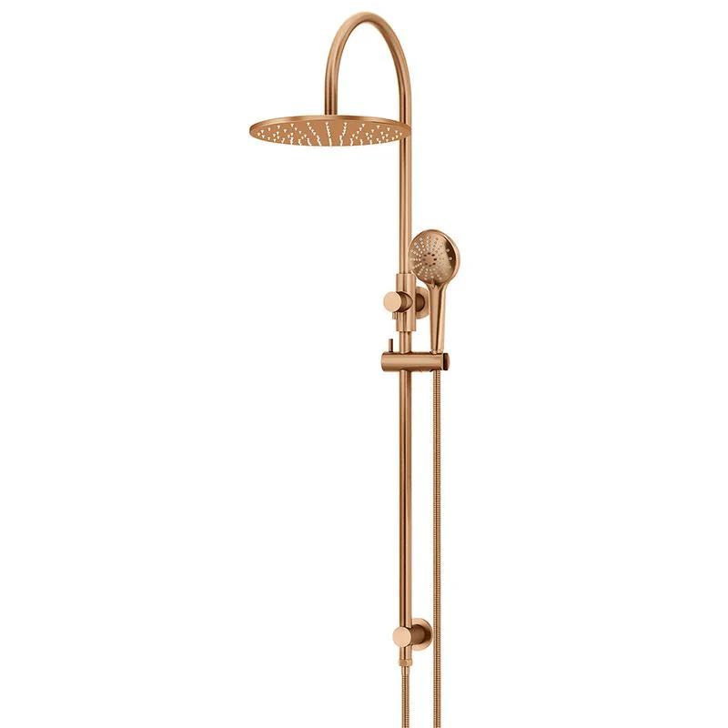 Meir Round Gooseneck Shower Set with 300mm rose, Three-Function Hand Shower- Lustre Bronze
