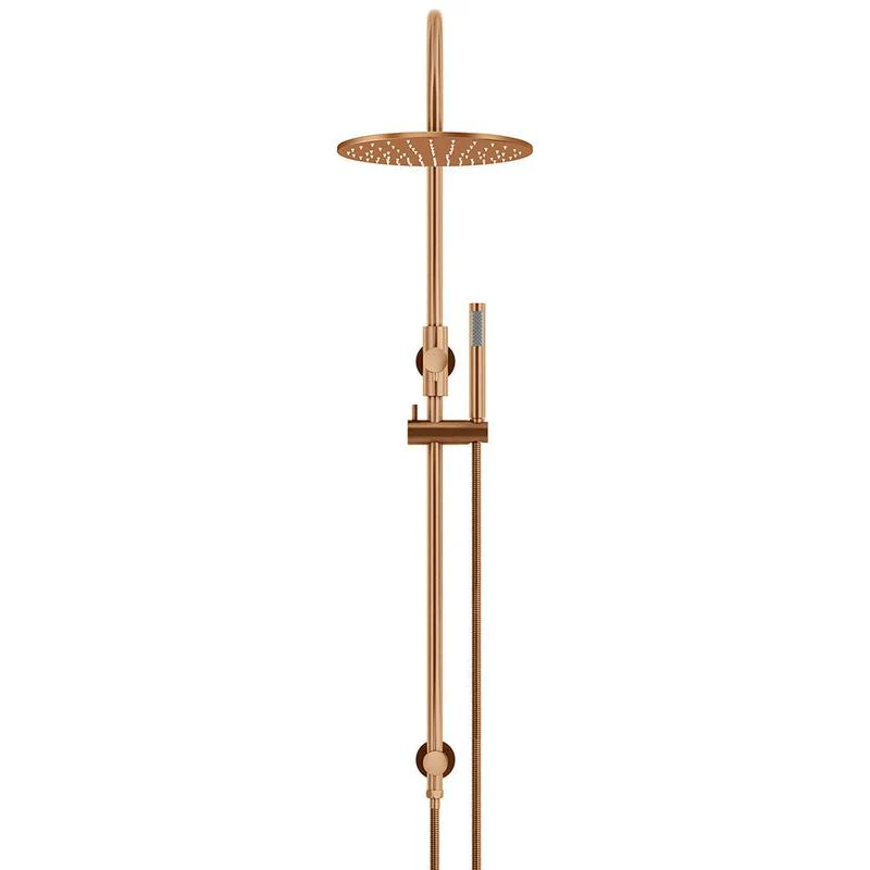 Meir Round Gooseneck Shower Set with 300mm Rose Single-Function Hand Shower - Lustre Bronze - Image 2
