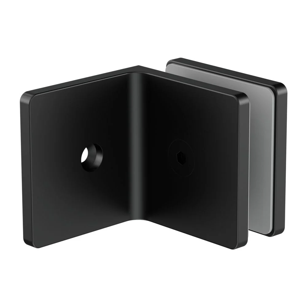 Nero 90 Degree Glass To Wall Bracket 10mm Glass - Black Matte