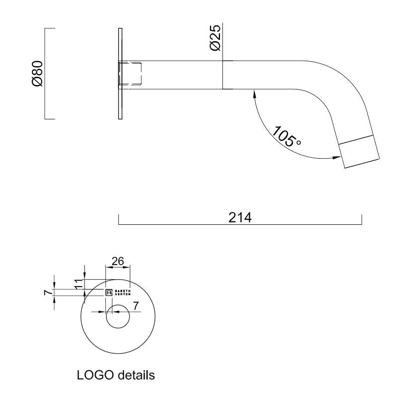 Abey Gareth Ashton 316 Curved Wall Spout - Image 2