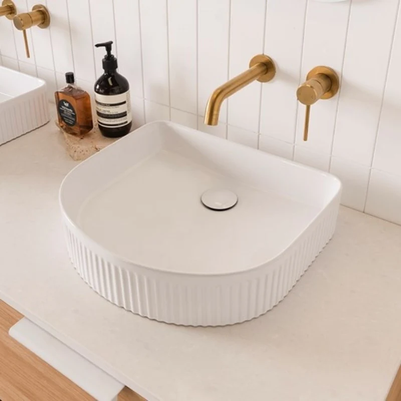 ADP Arch Fluted Ceramic Above Counter Basin - Matte White - Image 4