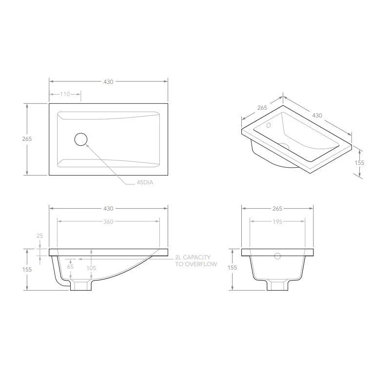 ADP Bo Undermount Ceramic Basin - White Gloss - Image 4