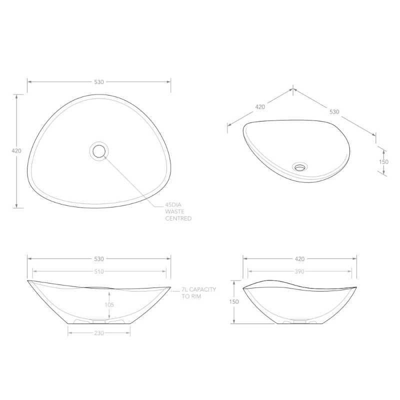 ADP Fiore 530mm Ceramic Above Counter Basin - Gloss White - Image 4