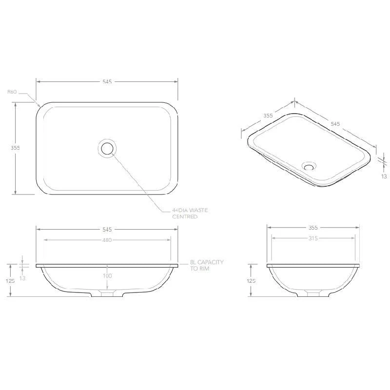 ADP Glory 545mm x 355mm Inset Solid Surface Basin - Image 2