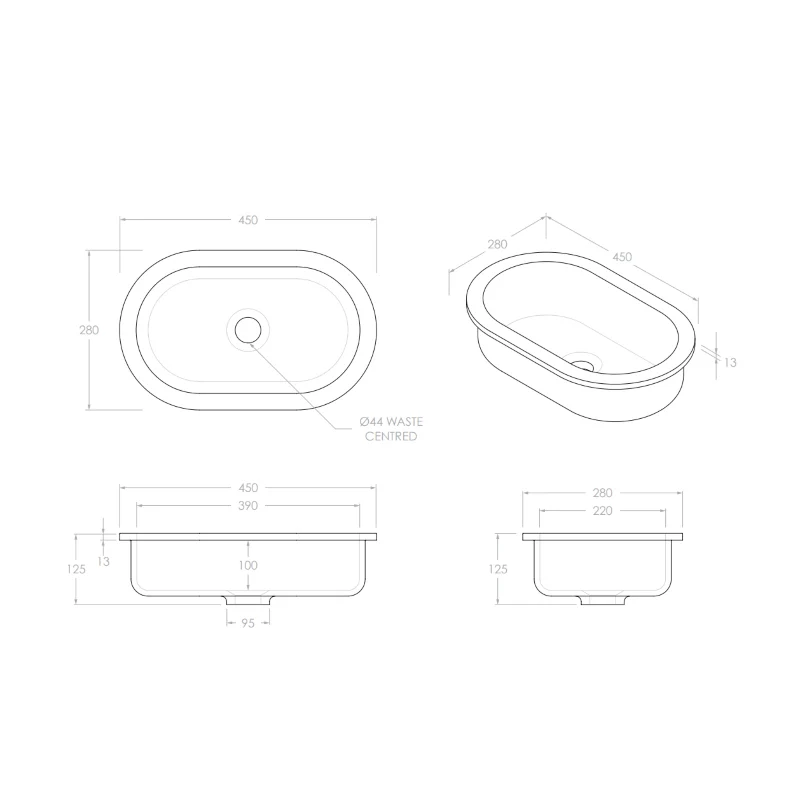 ADP Isla 450mm Solid Surface Inset Basin - White - Image 4