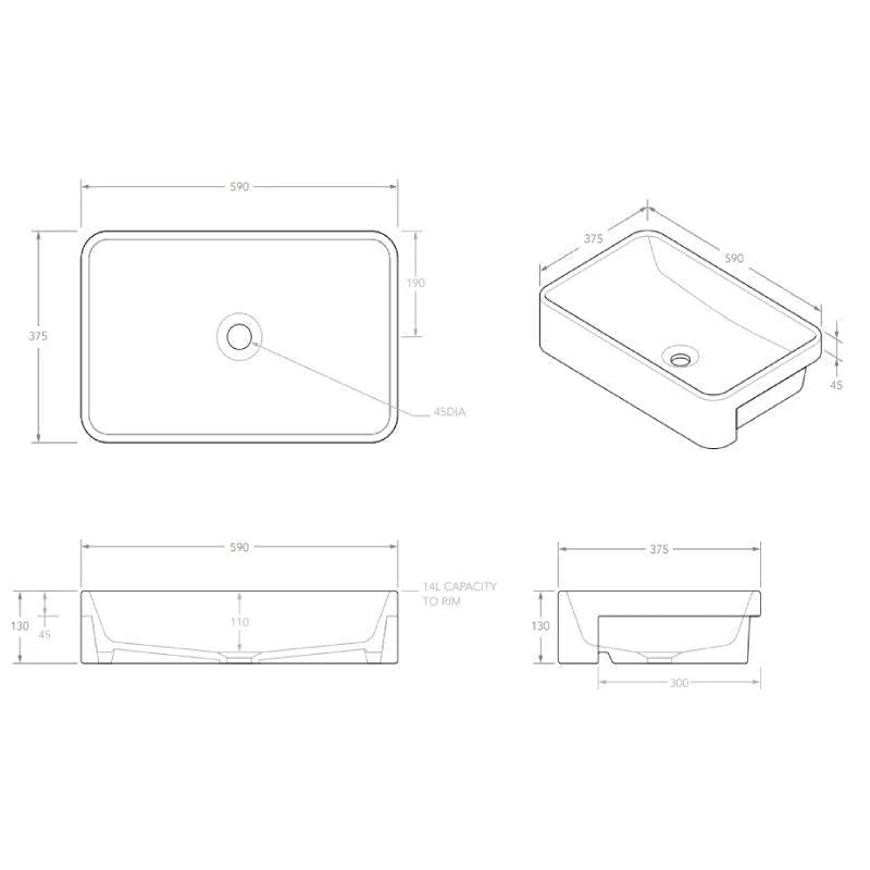 ADP Lino Semi-Recessed Ceramic Basin - White Gloss - Image 3