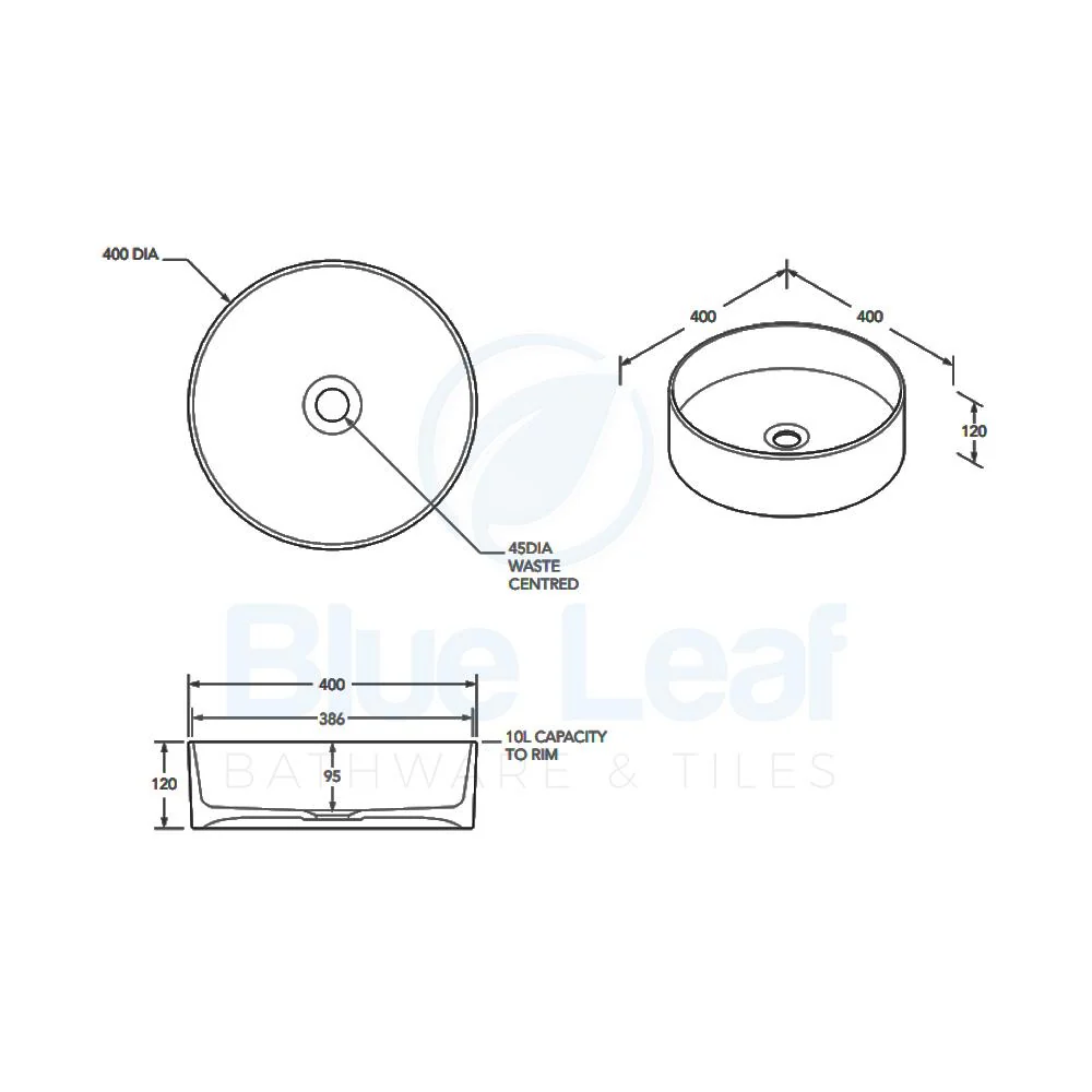 ADP Robbie 400mm Ceramic Above Counter Basin - Matte White - Image 3