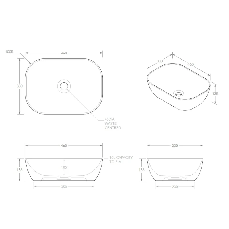 ADP Stadium 465mm Ceramic Above Counter Basin - Matte White - Image 4