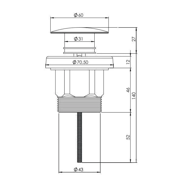ADP Universal Pop-Up Waste - Brushed Copper - Image 2