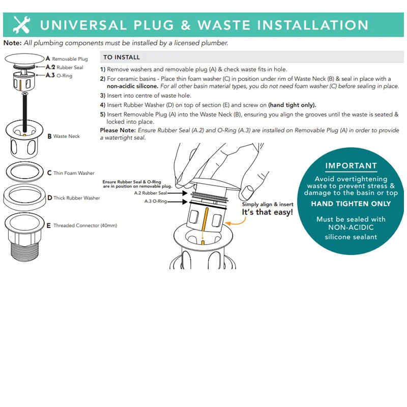 ADP Universal Pop-Up Waste - Chrome - Image 3