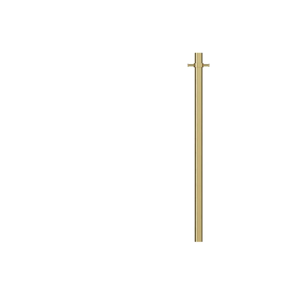 Linsol Allegra 12V Round Bar Vertical Heated Towel Rail with T-Bar - Brushed Brass