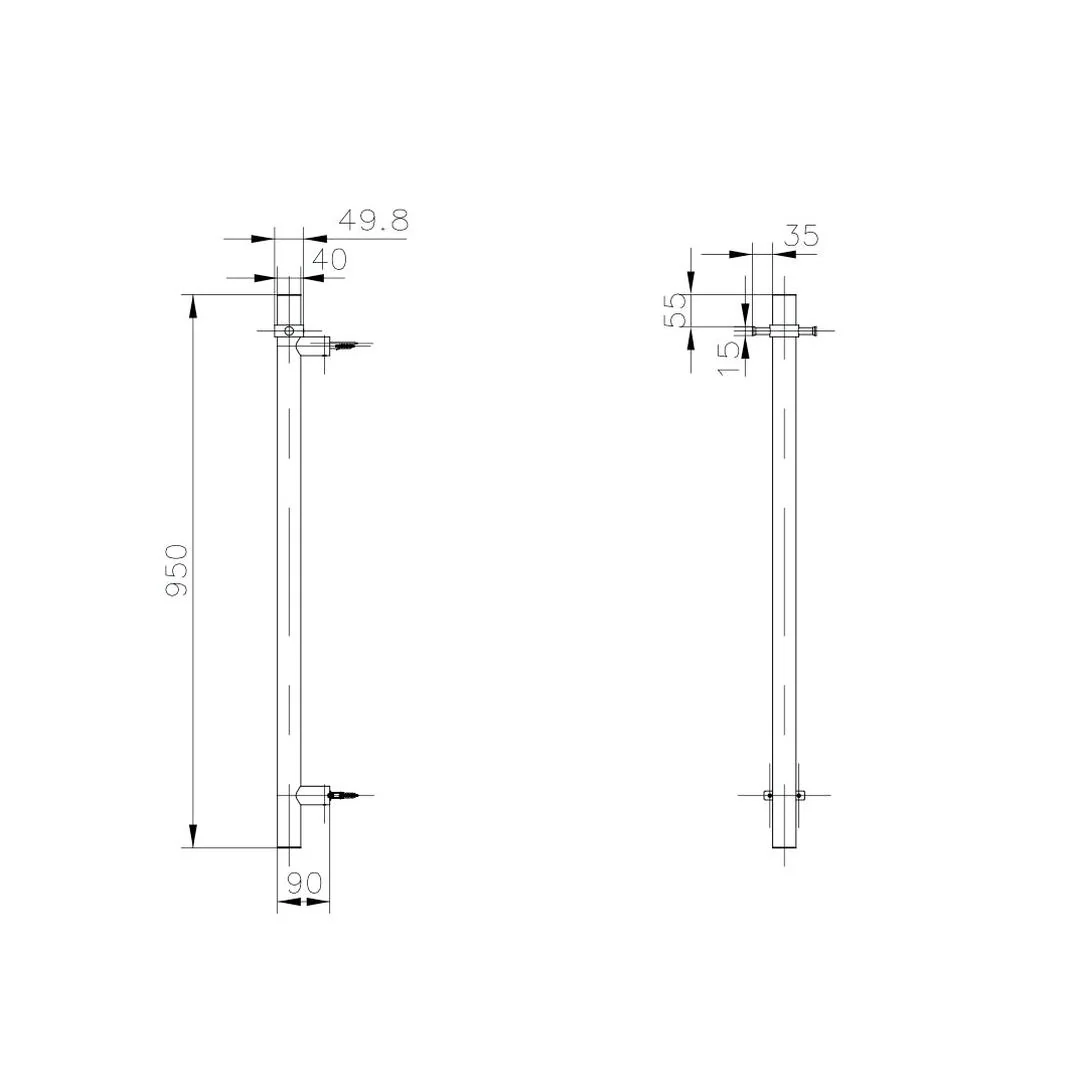 Linsol Allegra 12V Round Bar Vertical Heated Towel Rail with T-Bar - Chrome - Image 2