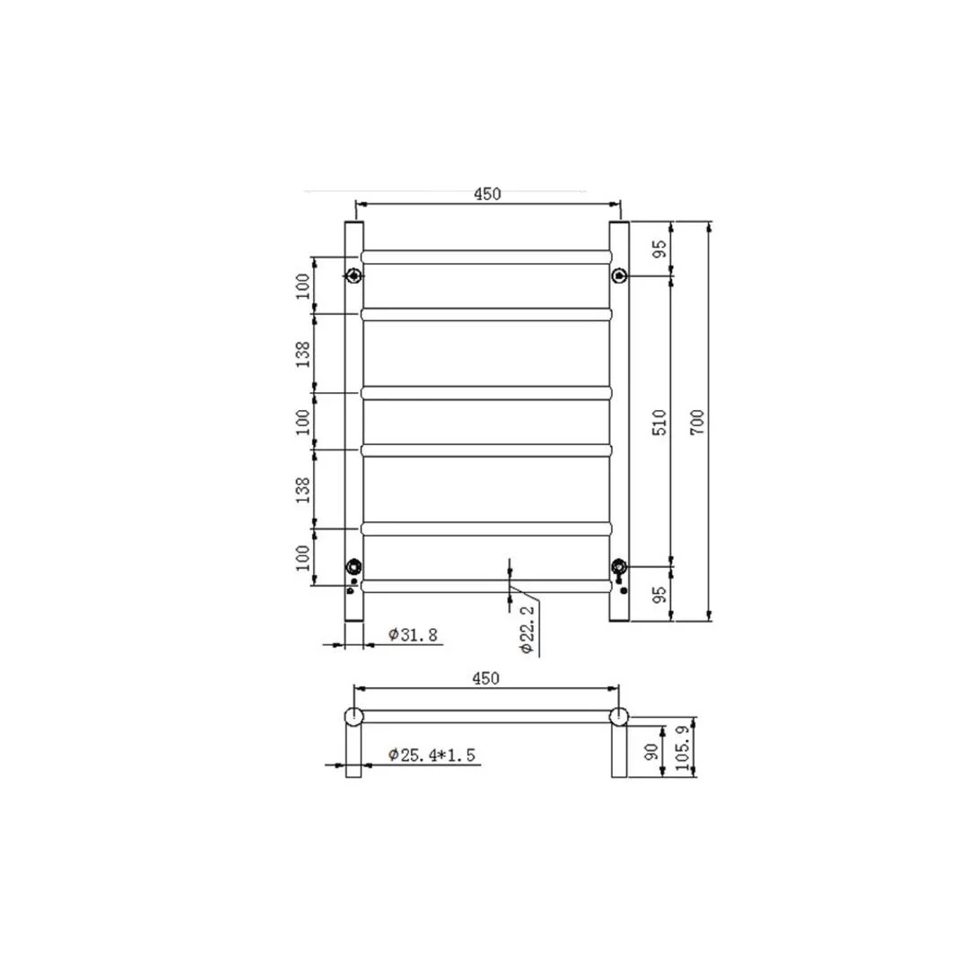 Linsol Allegra 6 Bar Heated Towel Rail - Chrome - Image 3