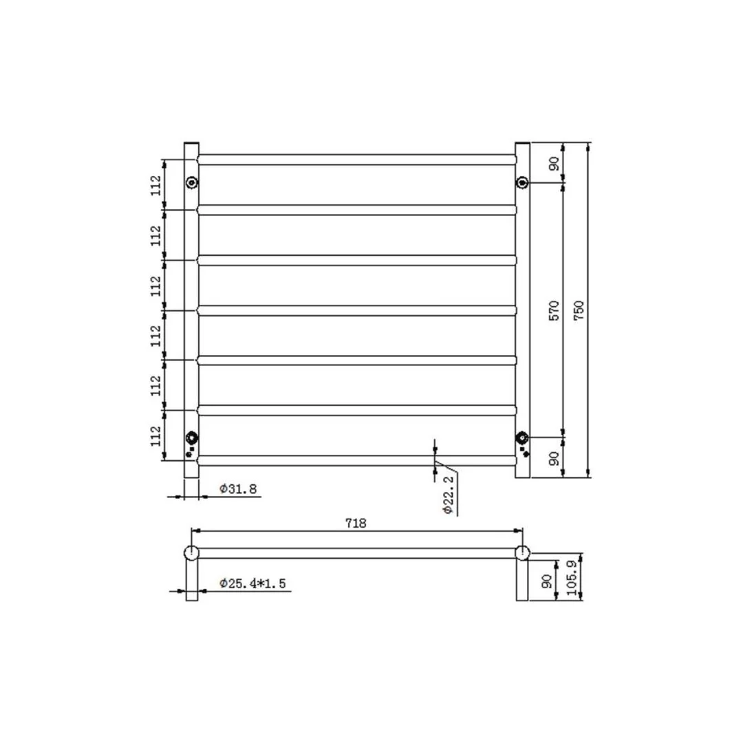 Linsol Allegra 7 Bar Heated Towel Rail - Matte Black - Image 3