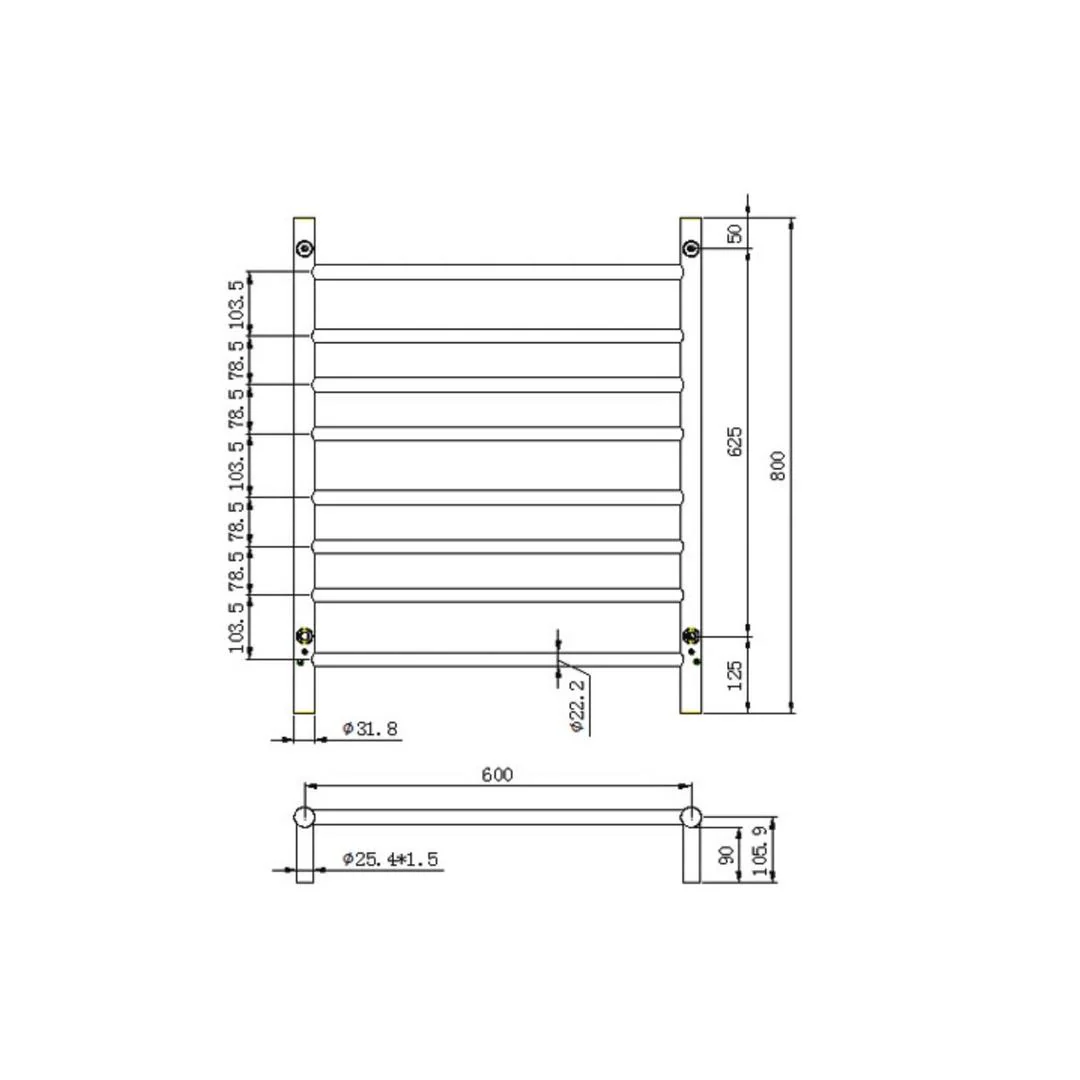 Linsol Allegra 8 Bar Heated Towel Rail - Chrome - Image 3