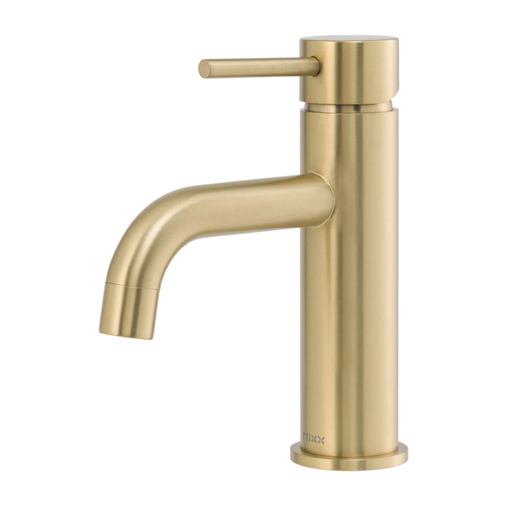 Mixx Anise Basin Mixer Curved Spout - Brushed Gold