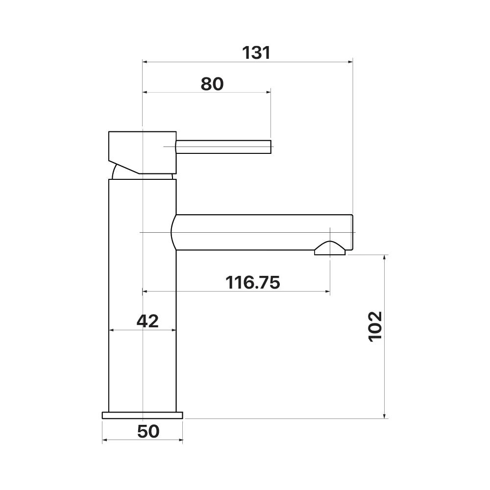 Mixx Anise Basin Mixer Straight Spout - Matt Black - Image 2