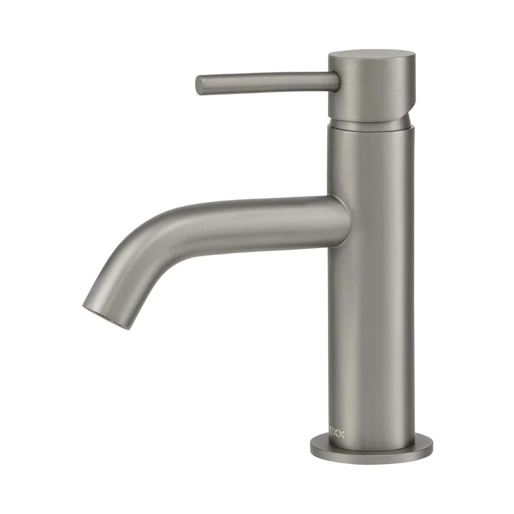 Mixx Anise Eco Basin Mixer Curved Spout - Gun Metal