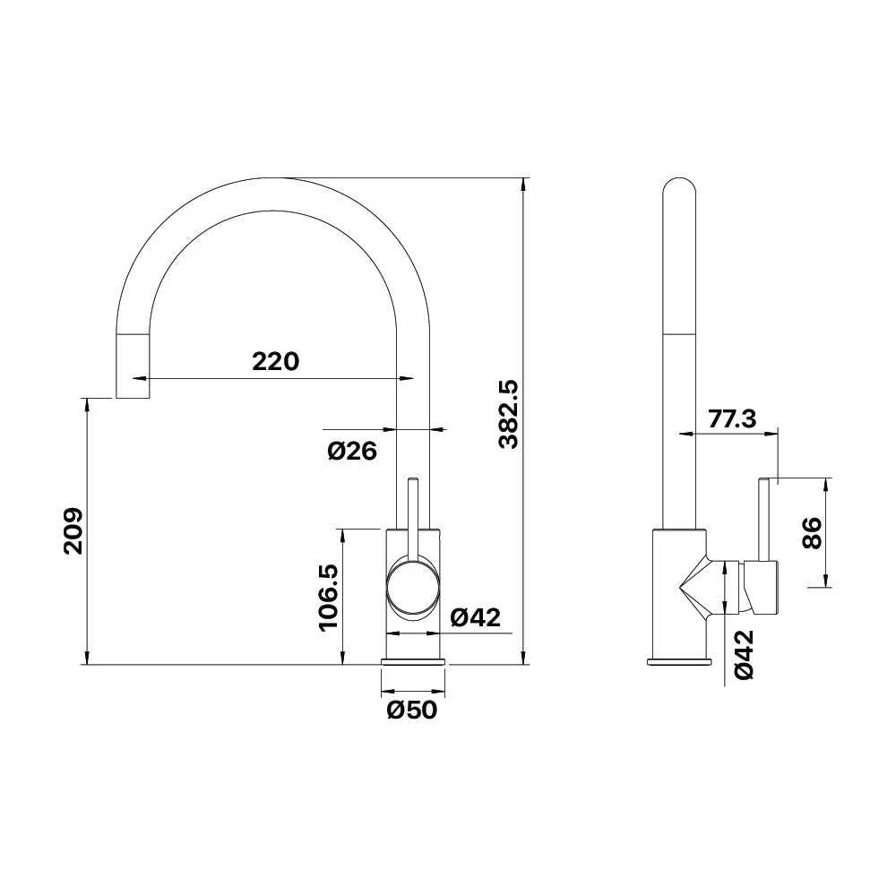Mixx Anise Eco Pull Out Sink Mixer - Brushed Bronze - Image 2