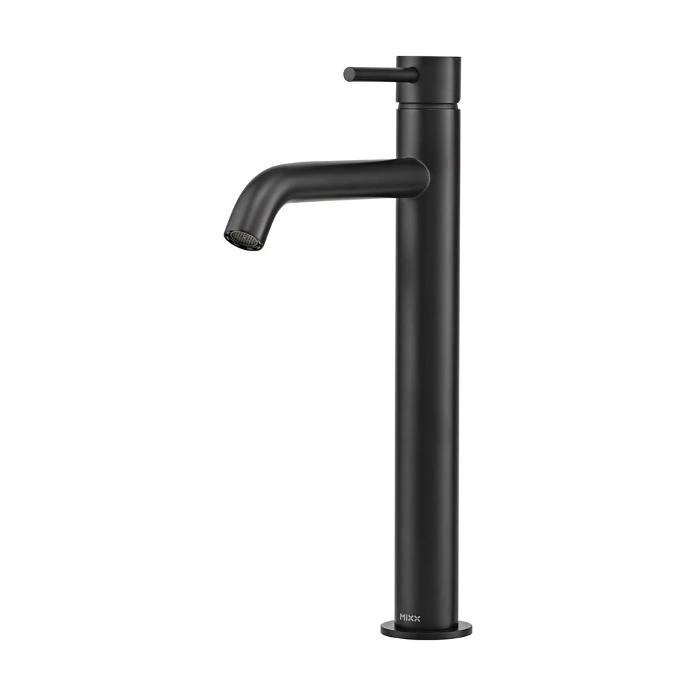 Mixx Anise Eco Tower Vessel Mixer Curved Spout - Matt Black