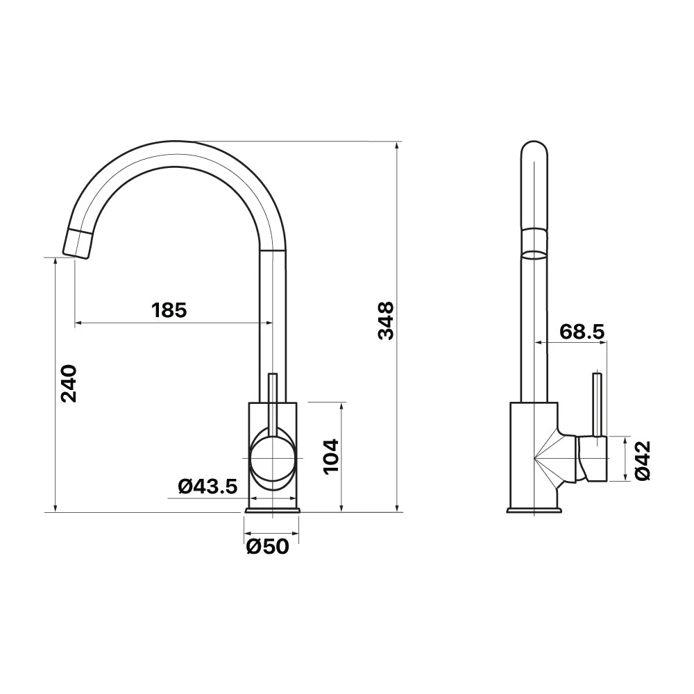 Mixx Anise Round Gooseneck Sink Mixer - Brushed Bronze - Image 2