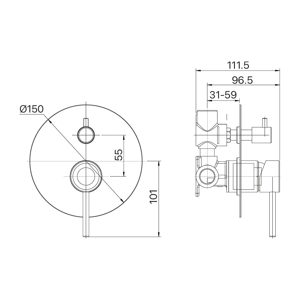 Mixx Anise Shower Diverter Mixer - Gun Metal - Image 2