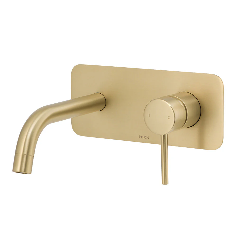 Mixx Anise Wall Plate Mixer With 180mm Spout - Brushed Gold