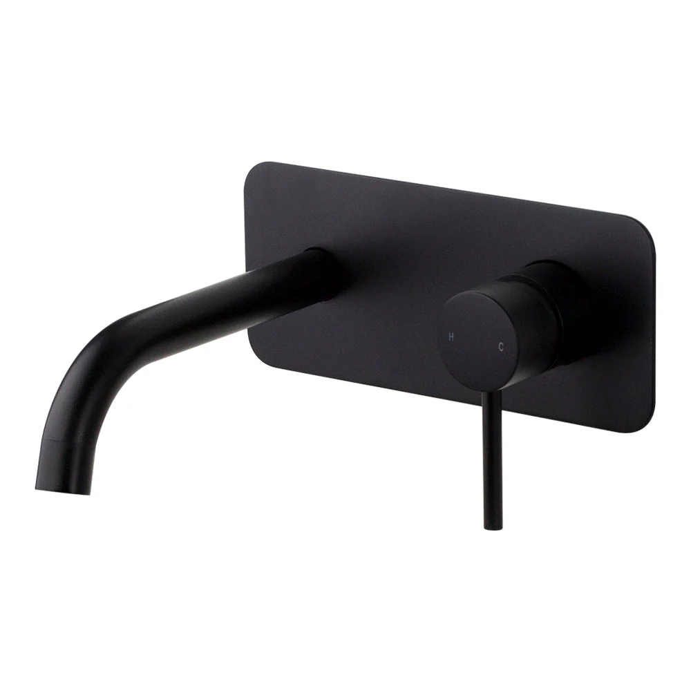 Mixx Anise Wall Plate Mixer With 180mm Spout - Matt Black