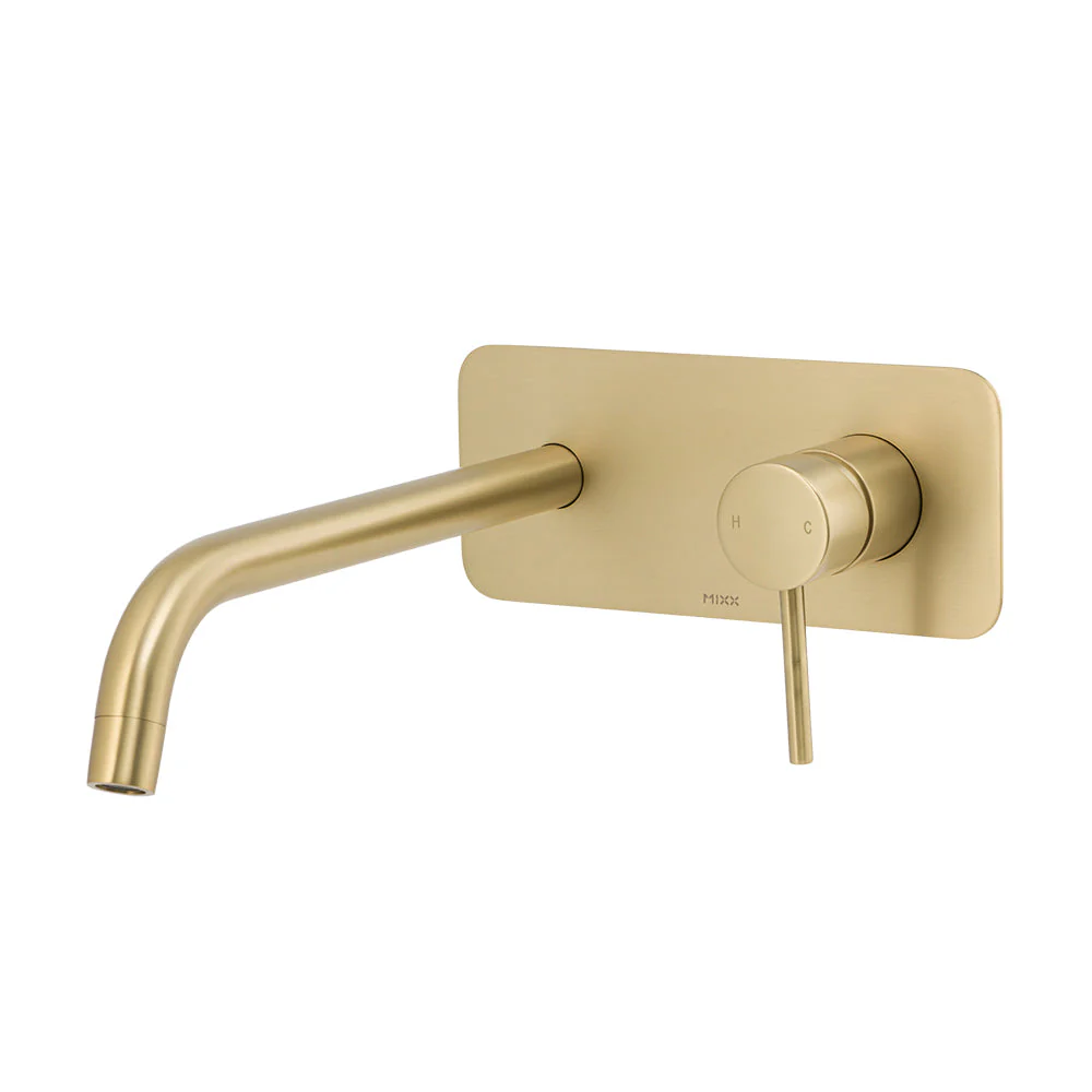 Mixx Anise Wall Plate Mixer With 250mm Spout - Brushed Gold