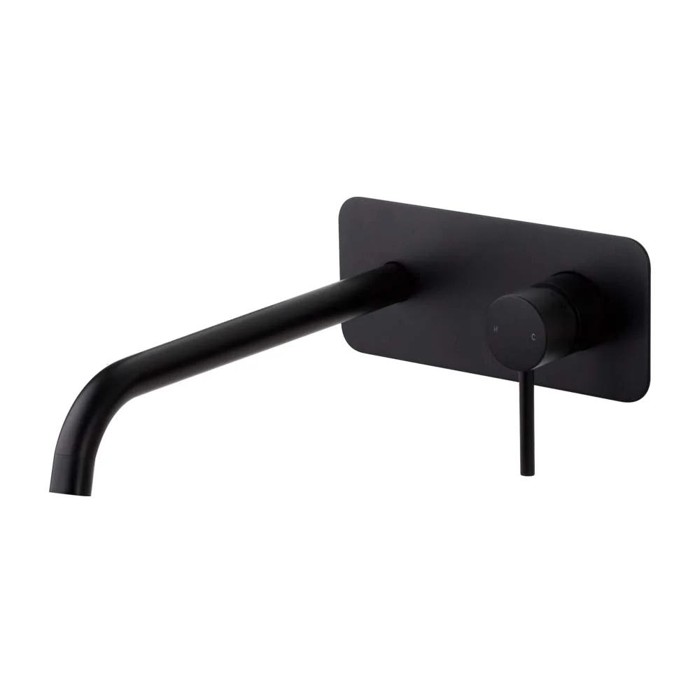 Mixx Anise Wall Plate Mixer With 250mm Spout Trim Kit - Matt Black