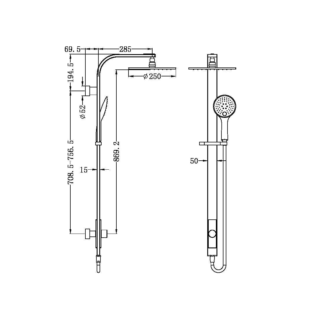 Nero Astra Rain Round Twin Shower Single Hose - Black Matte - Image 4