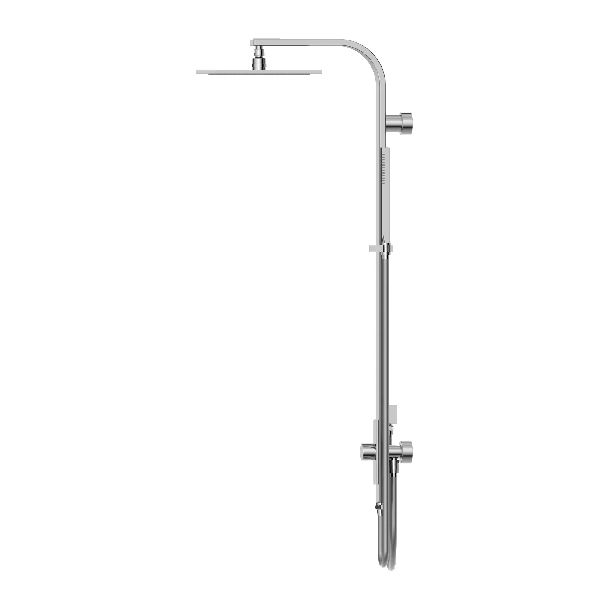 Nero Astra Rain Square Twin Shower Double Hose - Chrome - Image 3