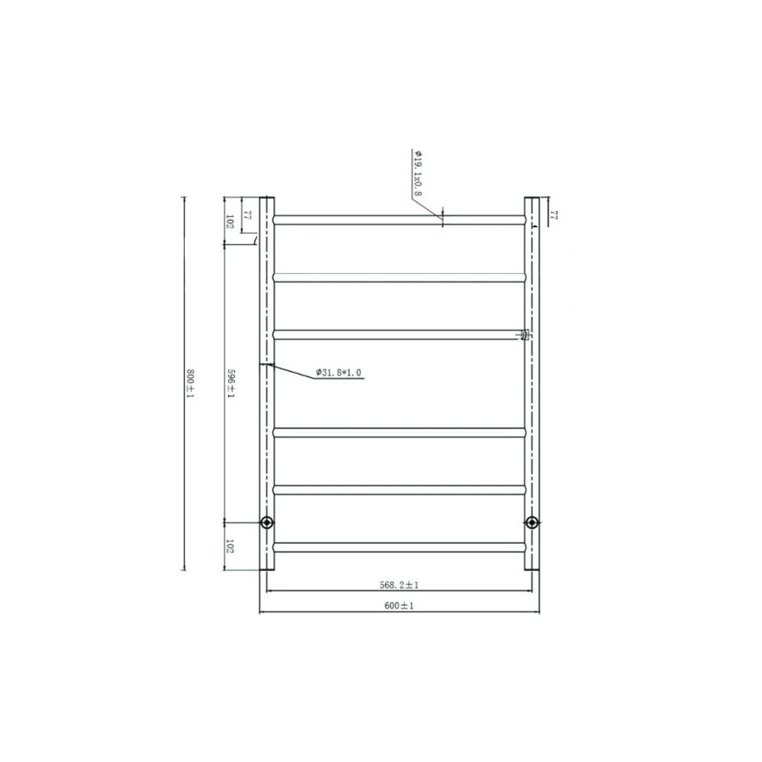 Linsol Avid 6 Bar Heated Towel Rail - Chrome - Image 3