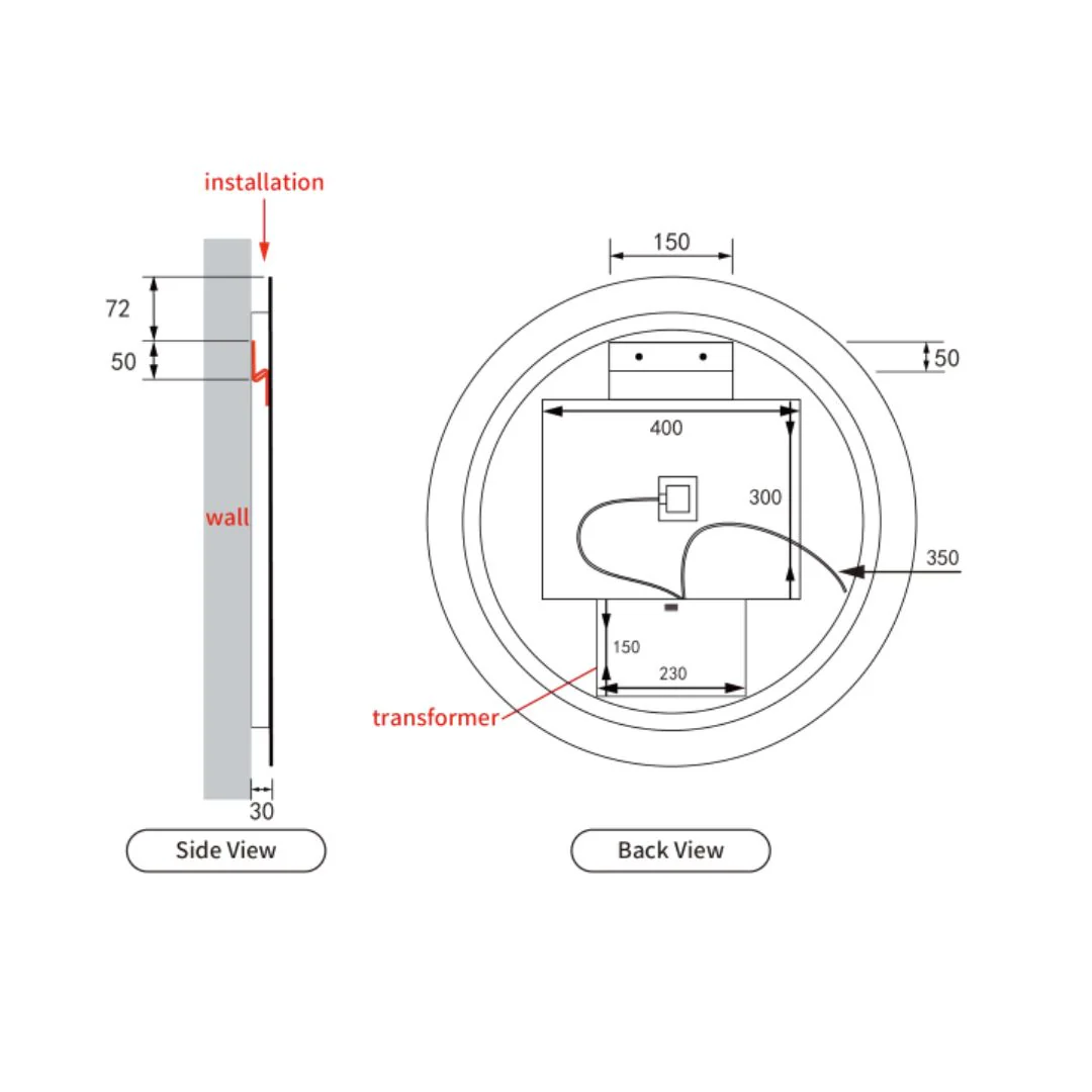 Bailey Round 700mm LED Mirror Frameless - Image 3