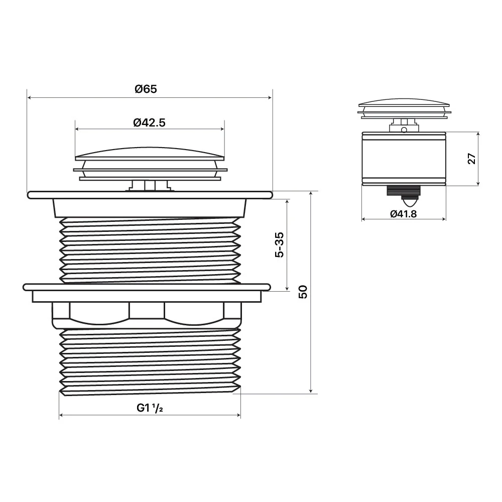 Mixx Bath Pop Up Waste 40mm With Pullout Centre - Matt Black - Image 2
