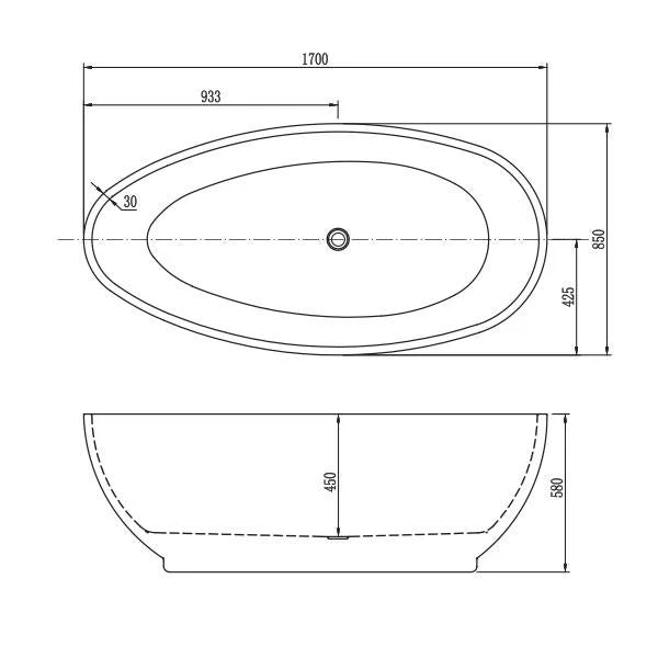 BelBagno Aveo Freestanding Bath 1700mm - White - Image 5