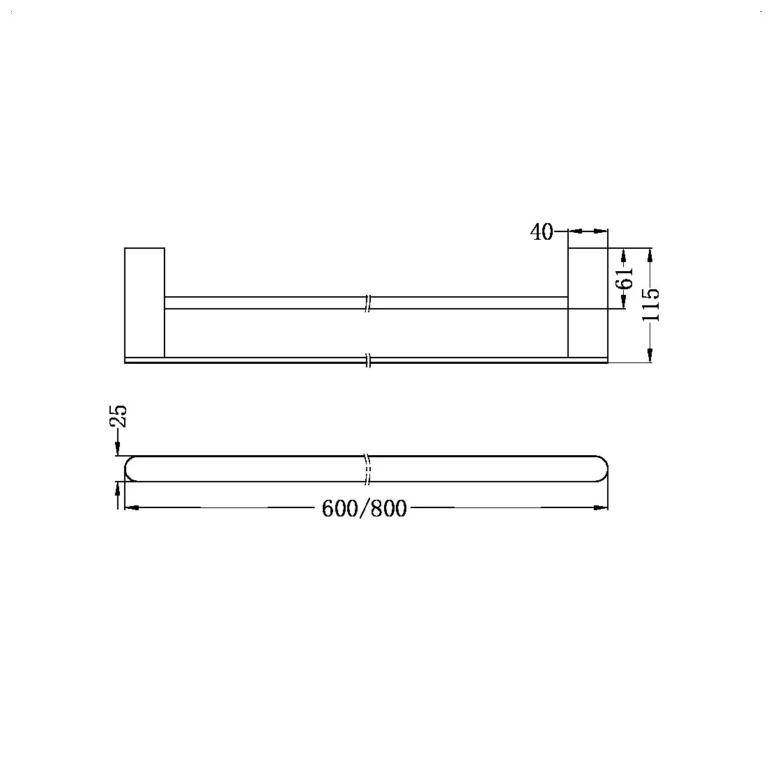 Nero Bianca Double Towel Rail - Gun Metal - Image 2