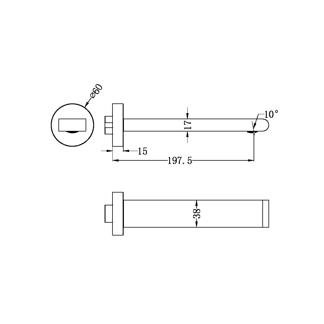 Nero Bianca Fixed Basin/Bath Spout 200mm - Brushed Gold - Image 4