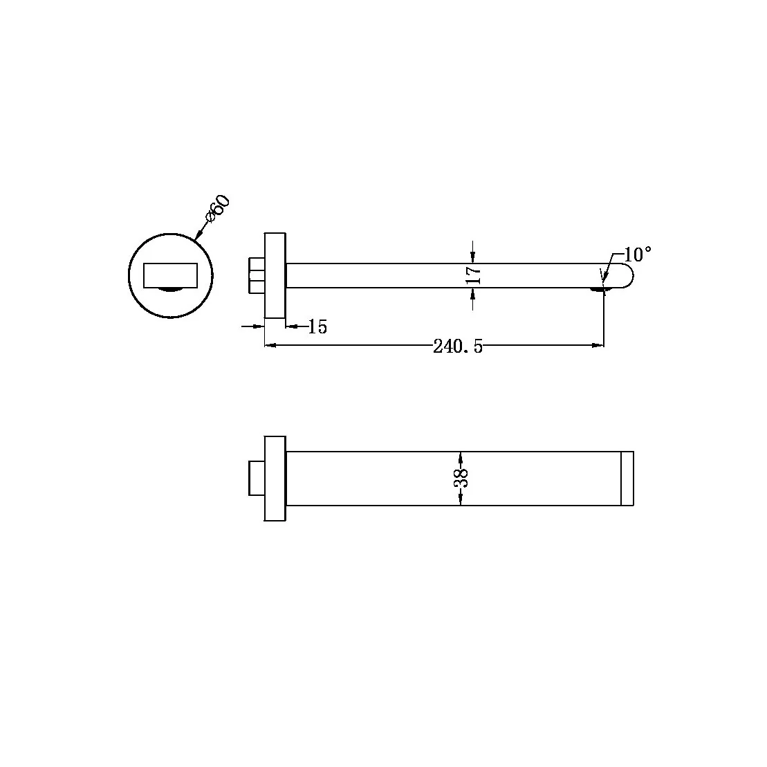 Nero Bianca Fixed Basin/Bath Spout 240mm - Gun Metal - Image 4
