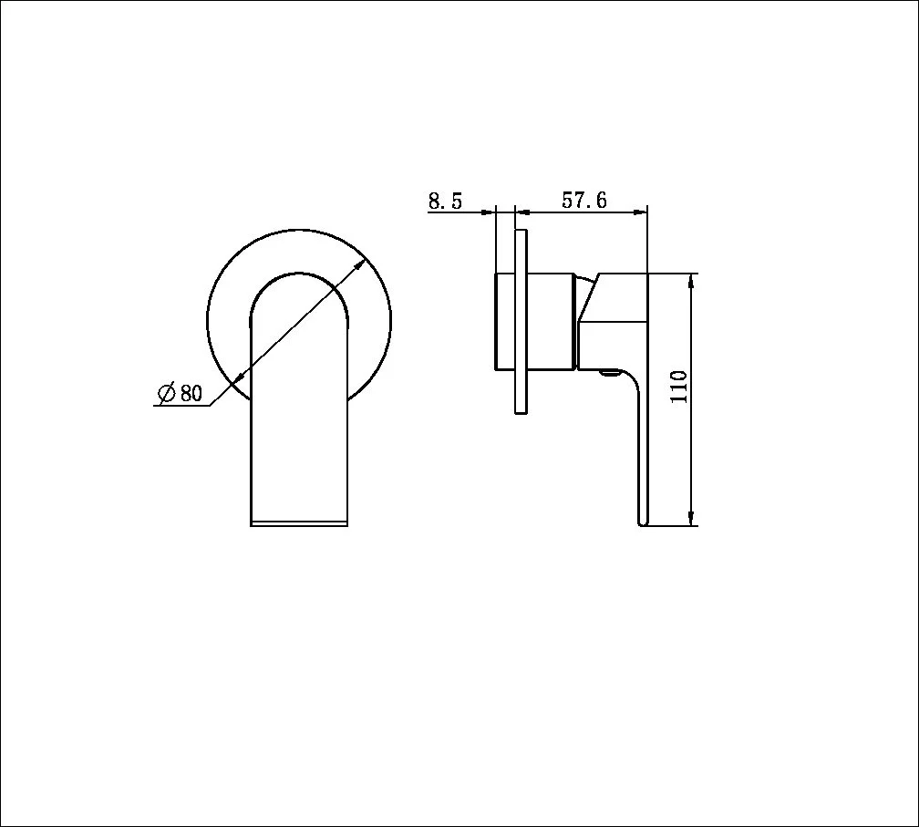 Nero Bianca Shower Mixer 80mm Plate (Trim Kit Only) - Brushed Nickel - Image 2