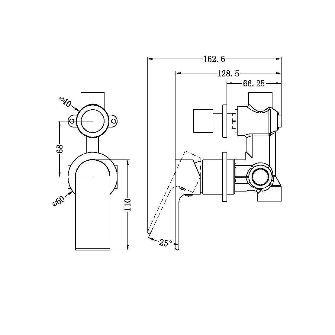 Nero Bianca Shower Mixer With Diverter Separate Back Plate - Gun Metal - Image 4