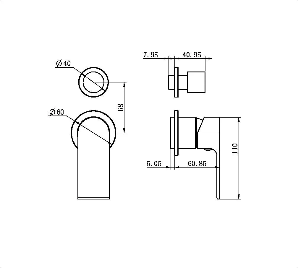 Nero Bianca Shower Mixer With Diverter Separate Back Plate (Trim Kit Only) - Brushed Gold - Image 2