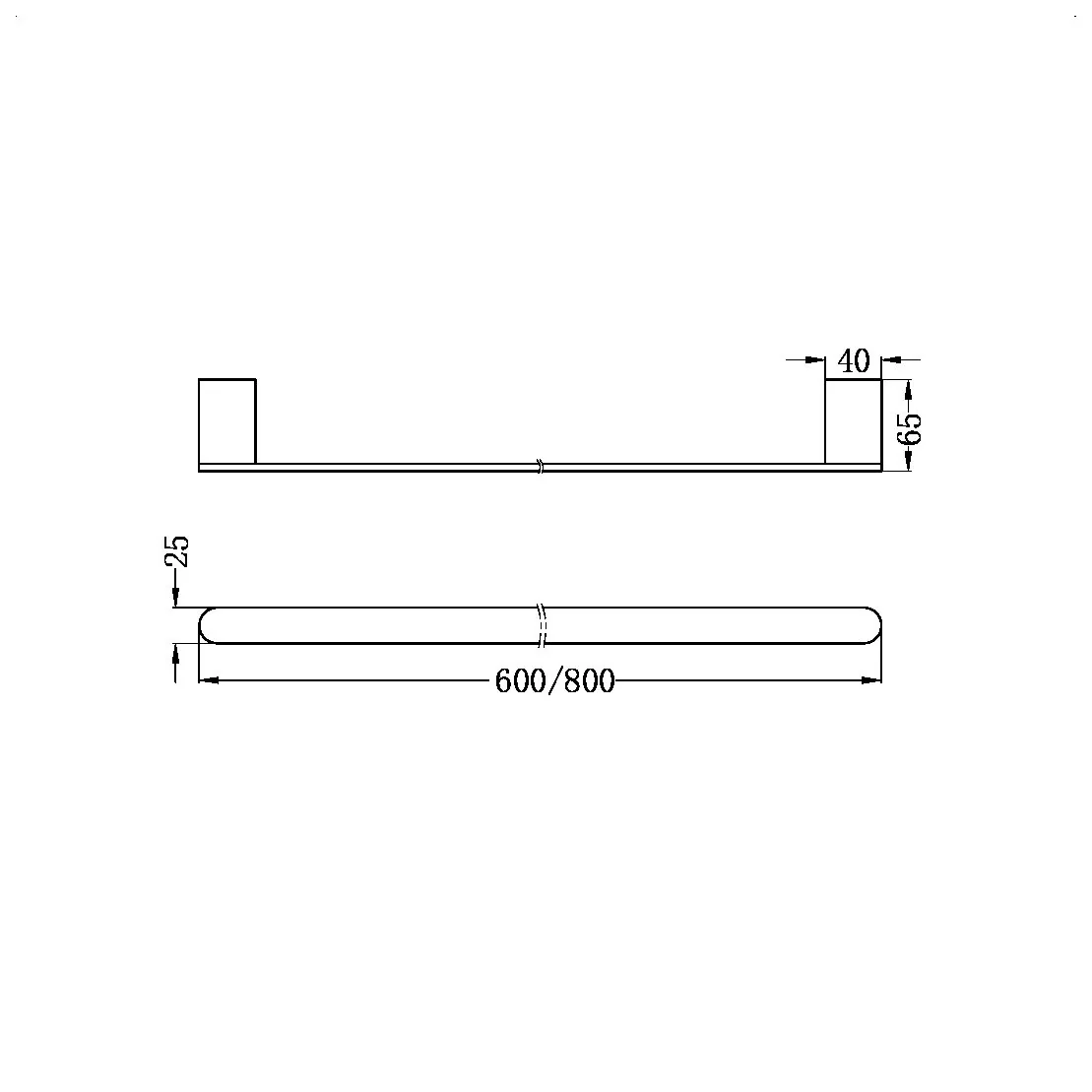 Nero Bianca Single Towel Rail - Brushed Gold - Image 2