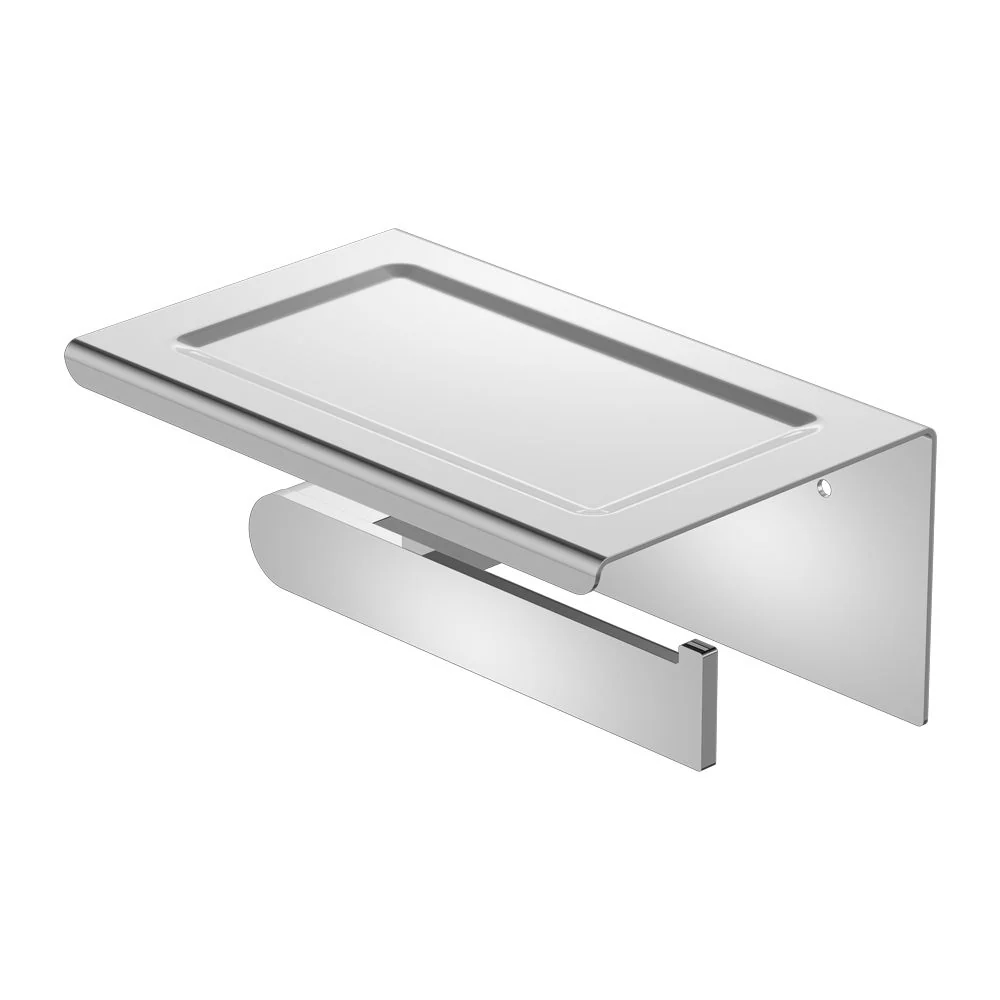 Nero Bianca Toilet Roll Holder With Phone Holder - Chrome